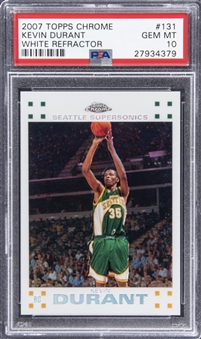 2007-08 Topps Chrome White Refractor #131 Kevin Durant Rookie Card (#57/99) - PSA GEM MT 10